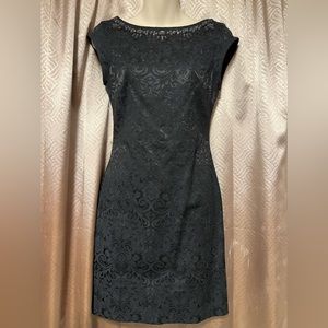 Black Dress with Pattern and Rhinestone Neckline